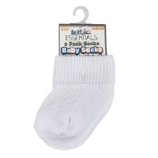 S900-W: 2 Pack White Turnover Socks (Newborn)